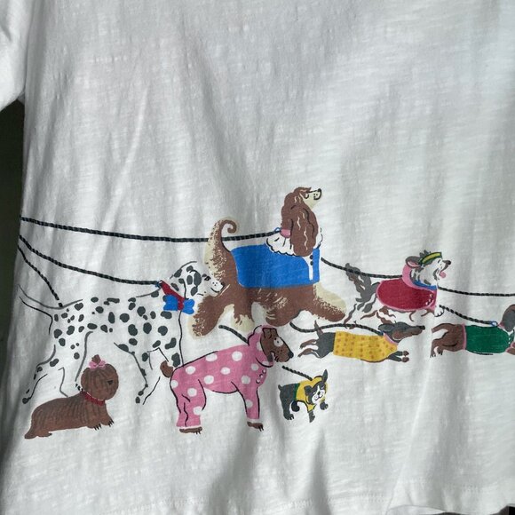Cath Kidston London Pop Art Dog Print Top Size L White Cotton Short Sleeve Tee - Picture 2 of 15